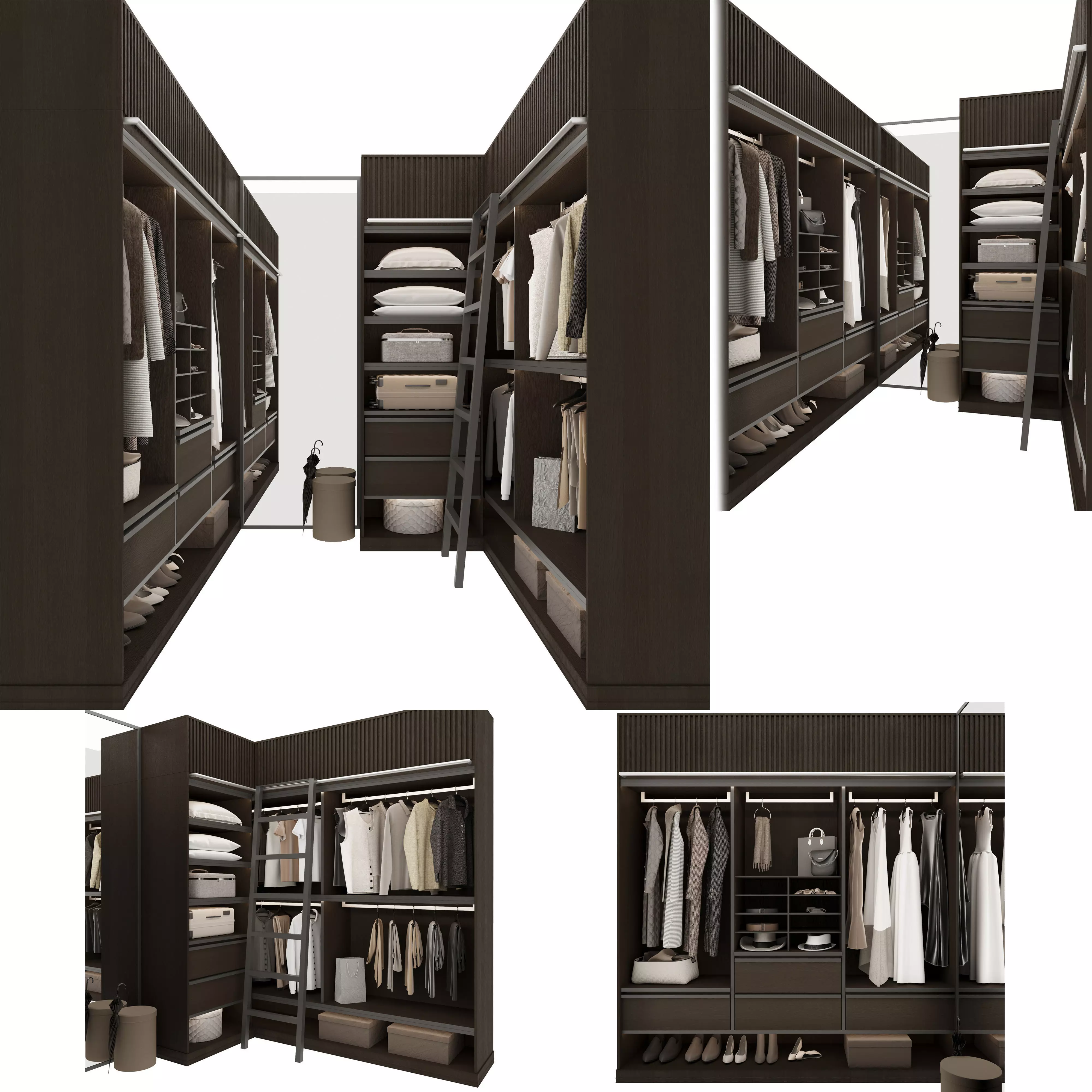 Wardrobe walk in closet design 3D model_0