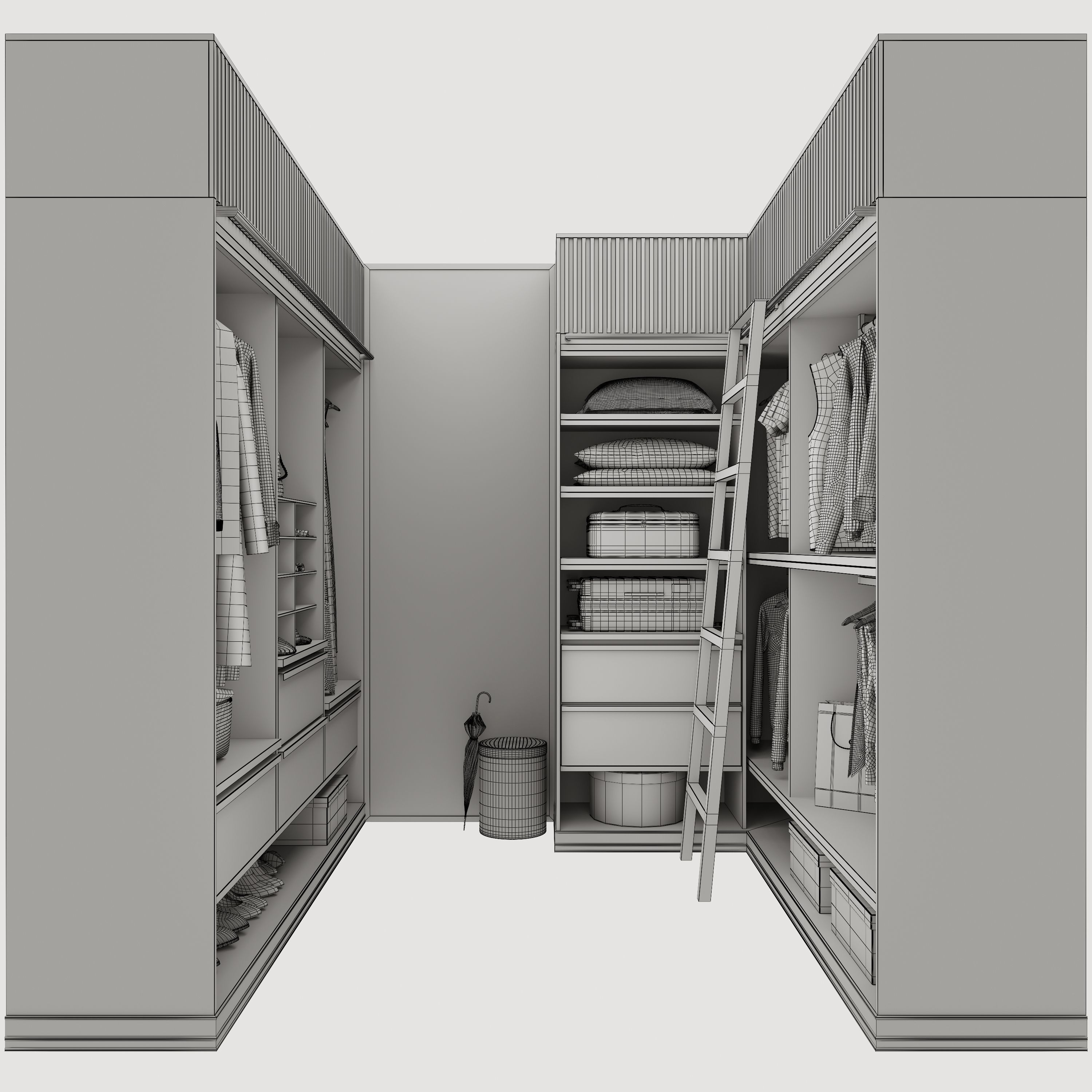 Wardrobe walk in closet design 3D model_8