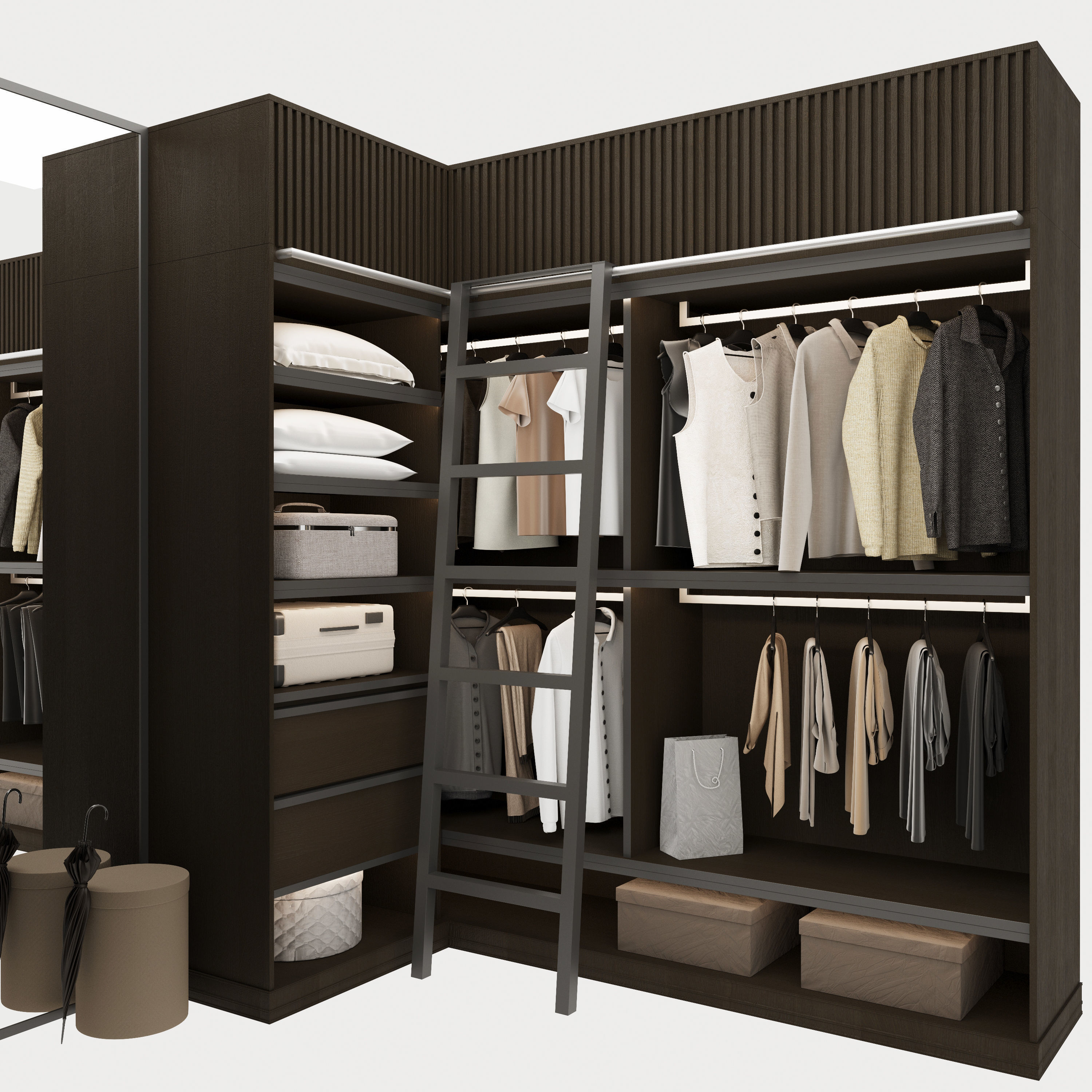 Wardrobe walk in closet design 3D model_4