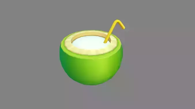 Cartoon Drink - Coconut Milk Low-poly 3D model