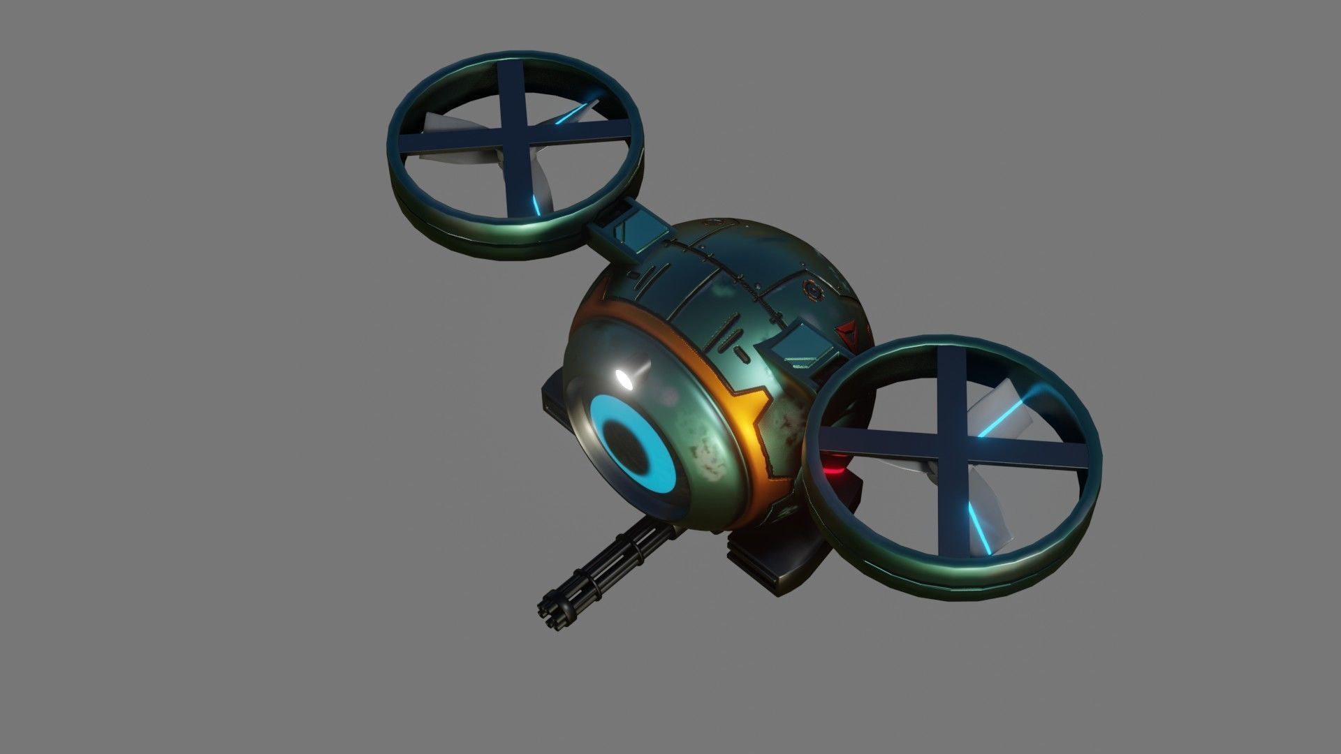 Sci-Fi Drone - Low Poly - Game Ready - PBR Low-poly 3D model_9