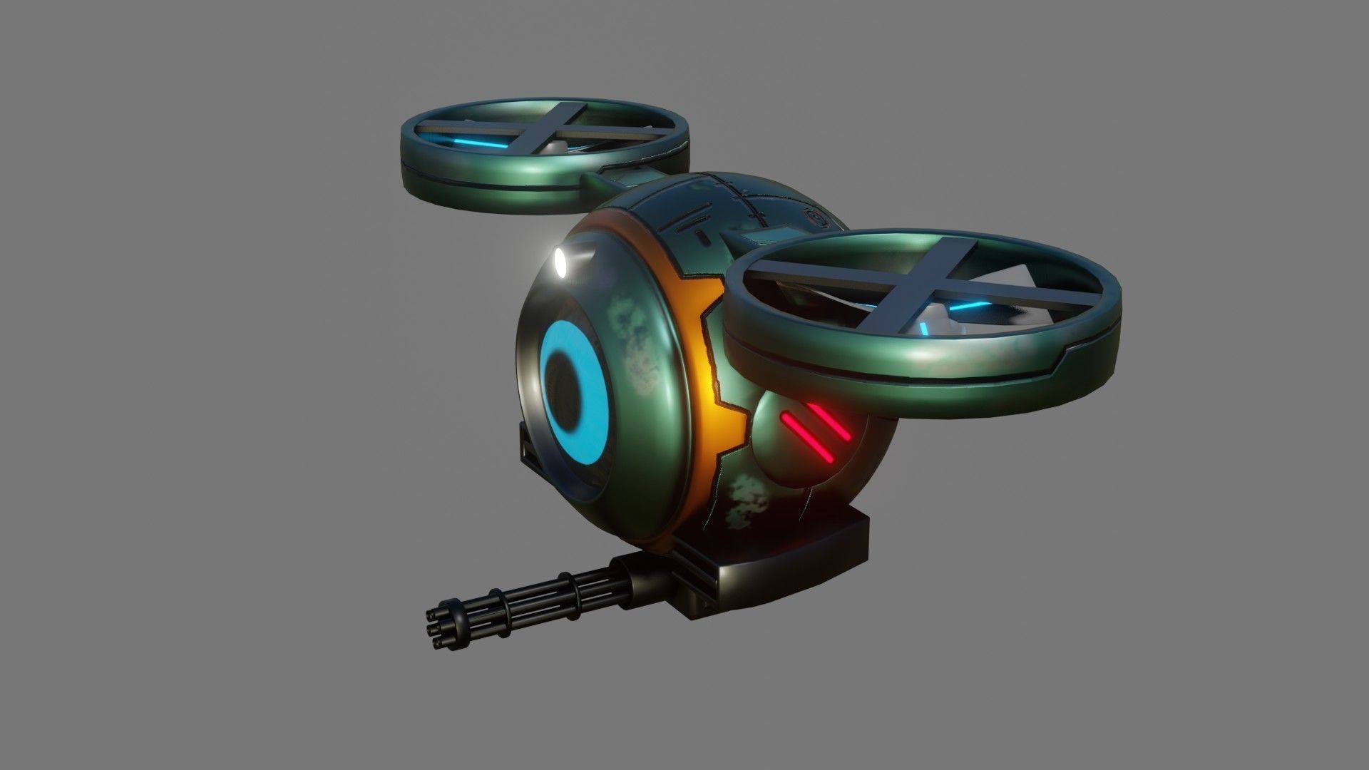 Sci-Fi Drone - Low Poly - Game Ready - PBR Low-poly 3D model_3