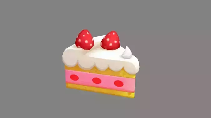 Cartoon strawberry ice cream - dessert cake