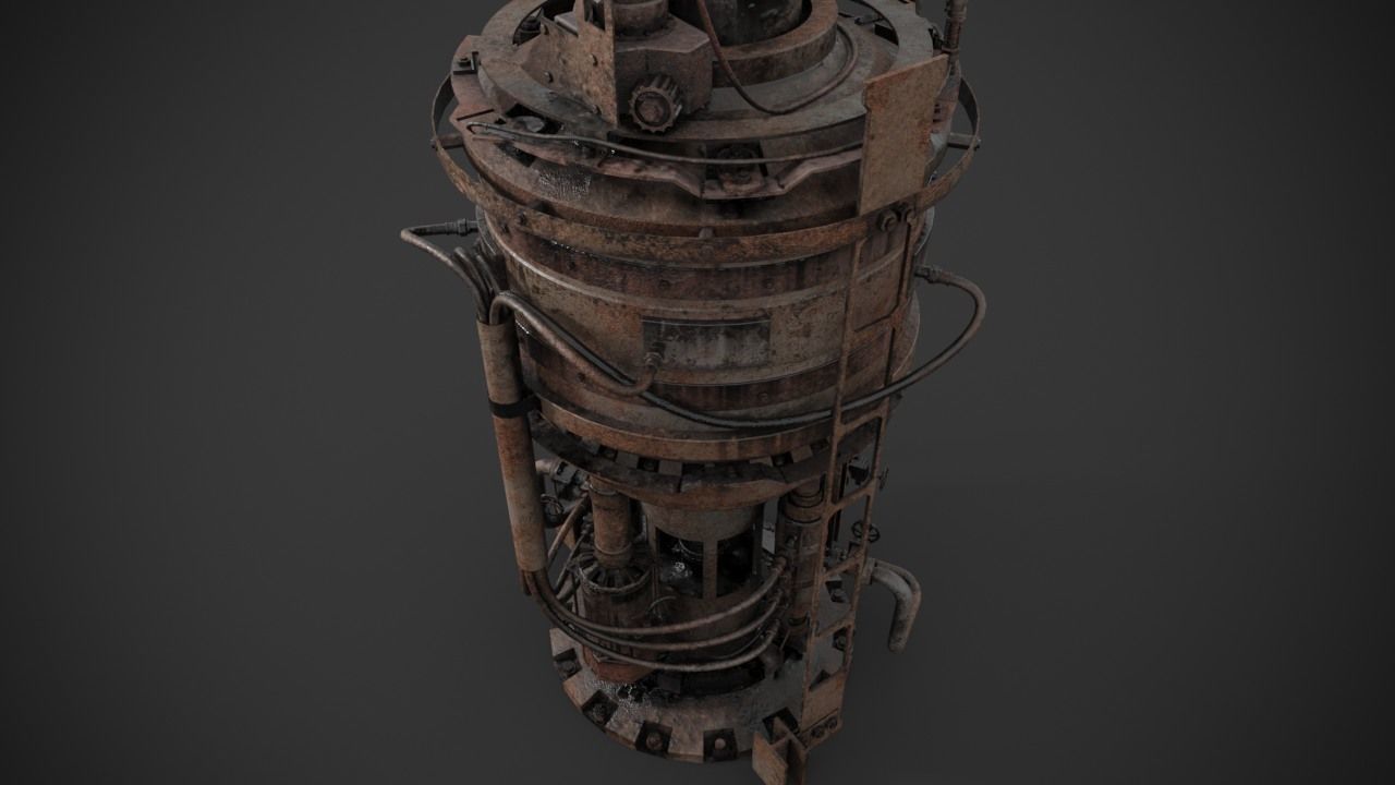 Rusted machinery device 3D model_11