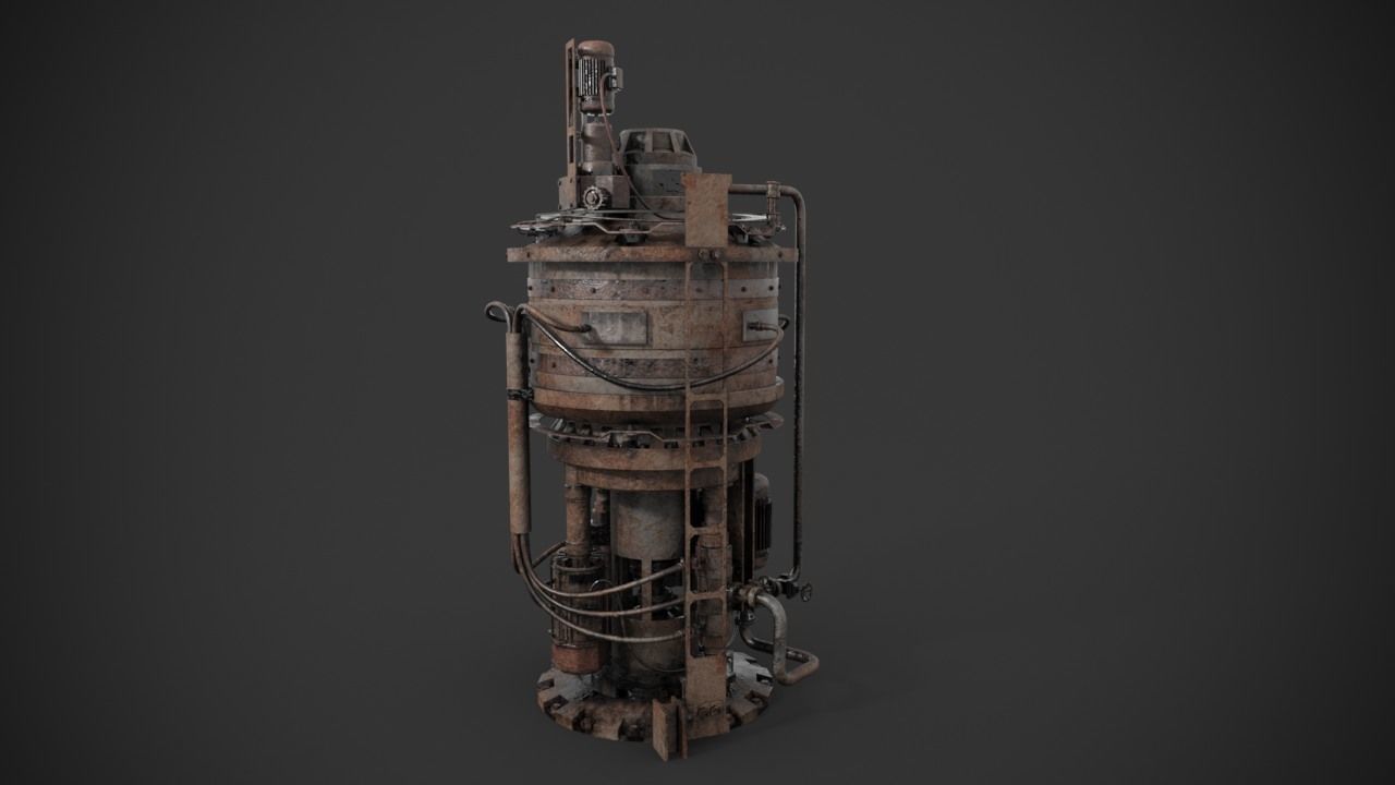 Rusted machinery device 3D model_6