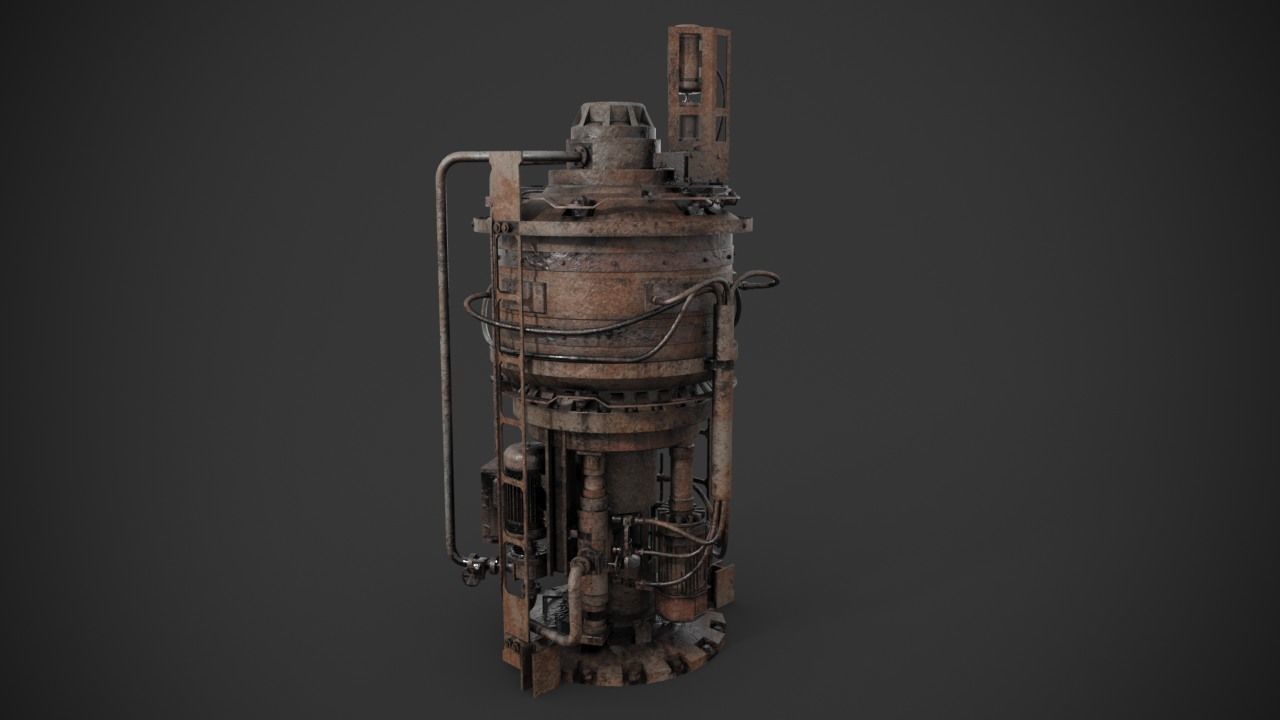 Rusted machinery device 3D model_3