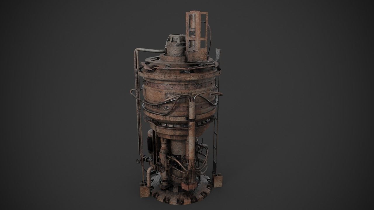 Rusted machinery device 3D model_4