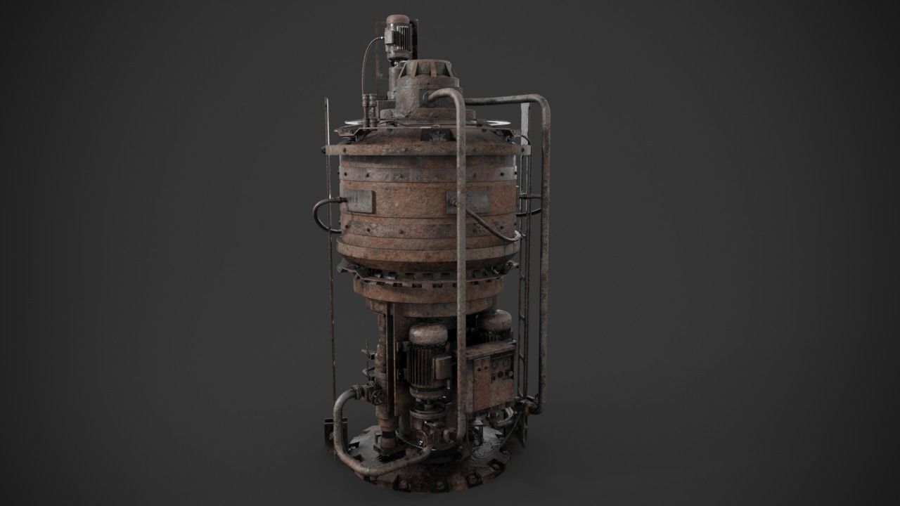 Rusted machinery device 3D model_8