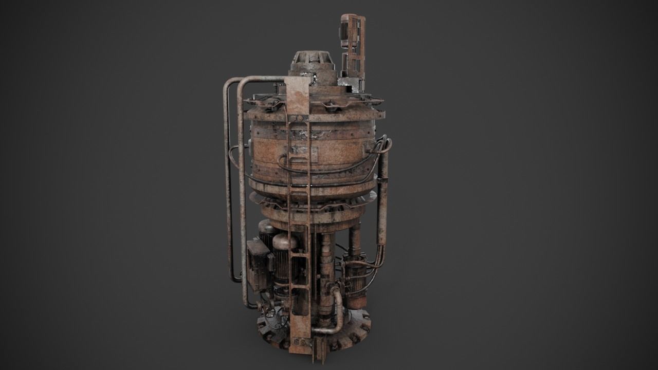 Rusted machinery device 3D model_2