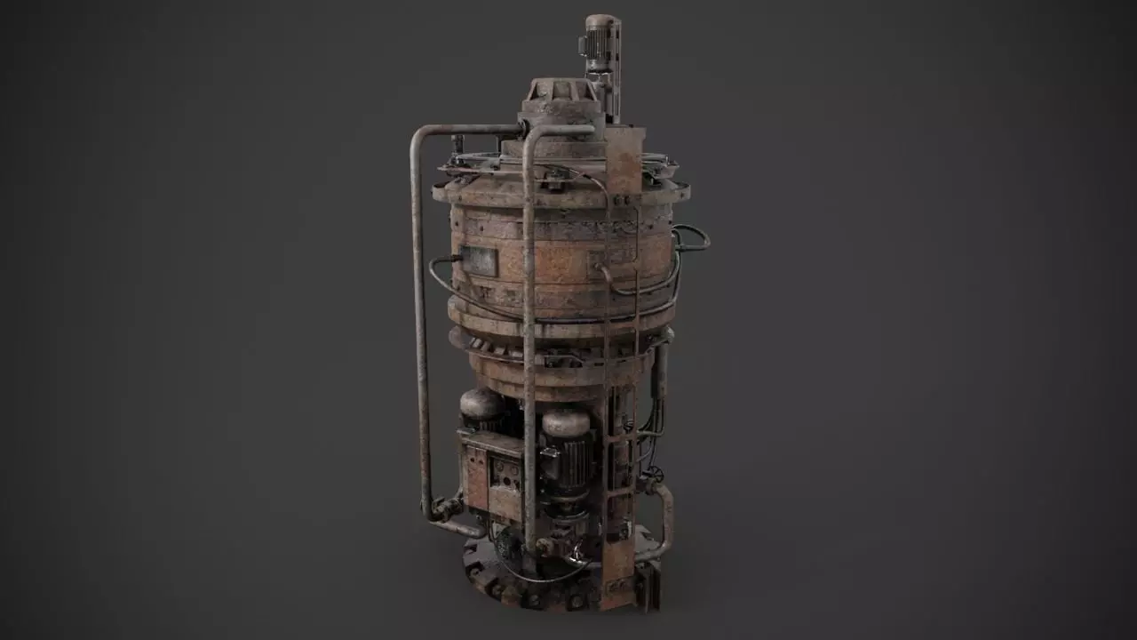 Rusted machinery device 3D model_0