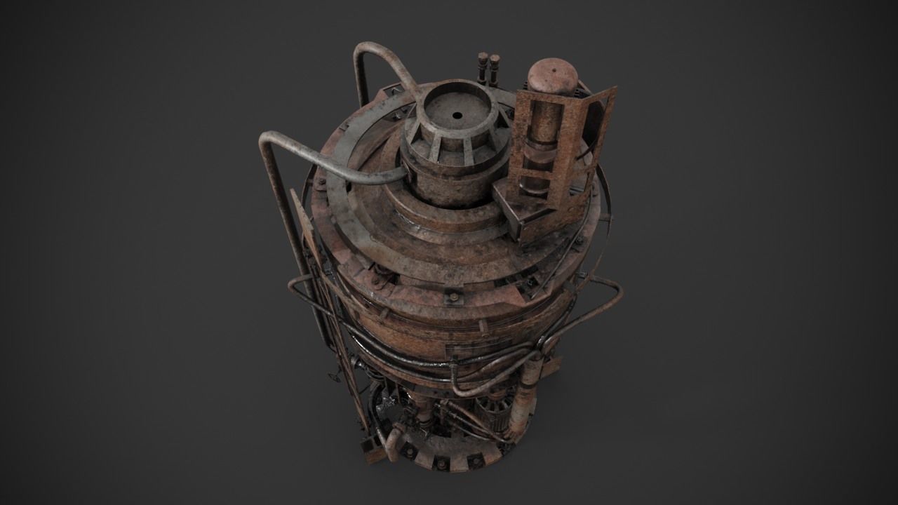 Rusted machinery device 3D model_10
