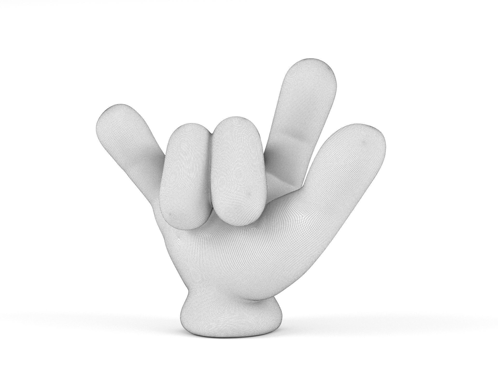 Cartoon hand 5 fingers ILY 3D print model_1