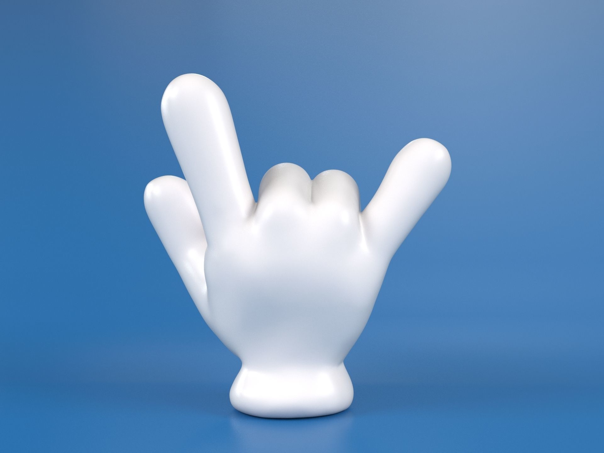 Cartoon hand 5 fingers ILY 3D print model_5