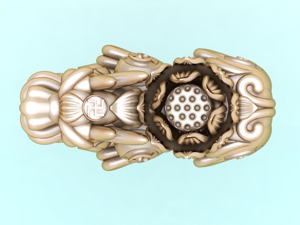 Pixiu Lotus flower Bracelet - Unicorn  bracelet - Size 20 mm  3D print model_2