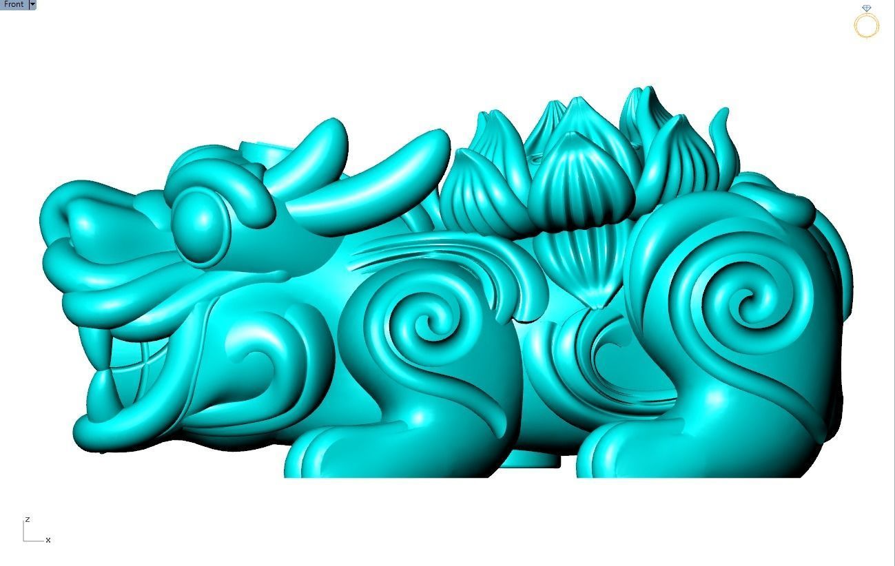 Pixiu Lotus flower Bracelet - Unicorn  bracelet - Size 20 mm  3D print model_14