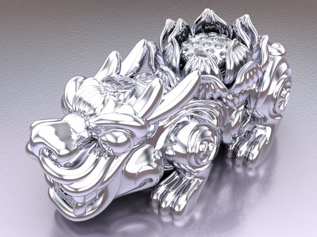 Pixiu Lotus flower Bracelet - Unicorn  bracelet - Size 20 mm  3D print model_7