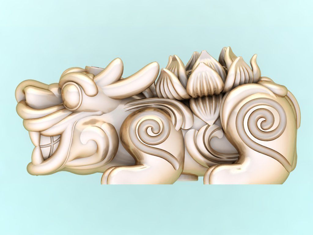 Pixiu Lotus flower Bracelet - Unicorn  bracelet - Size 20 mm  3D print model_1