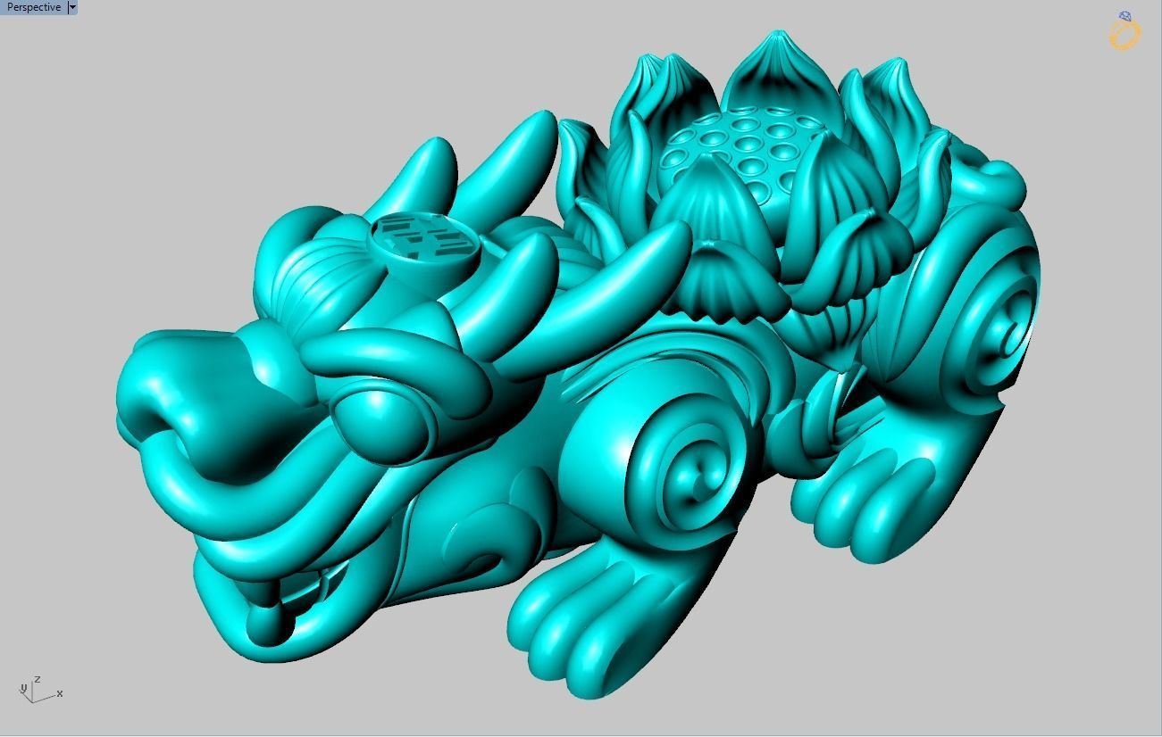 Pixiu Lotus flower Bracelet - Unicorn  bracelet - Size 20 mm  3D print model_11