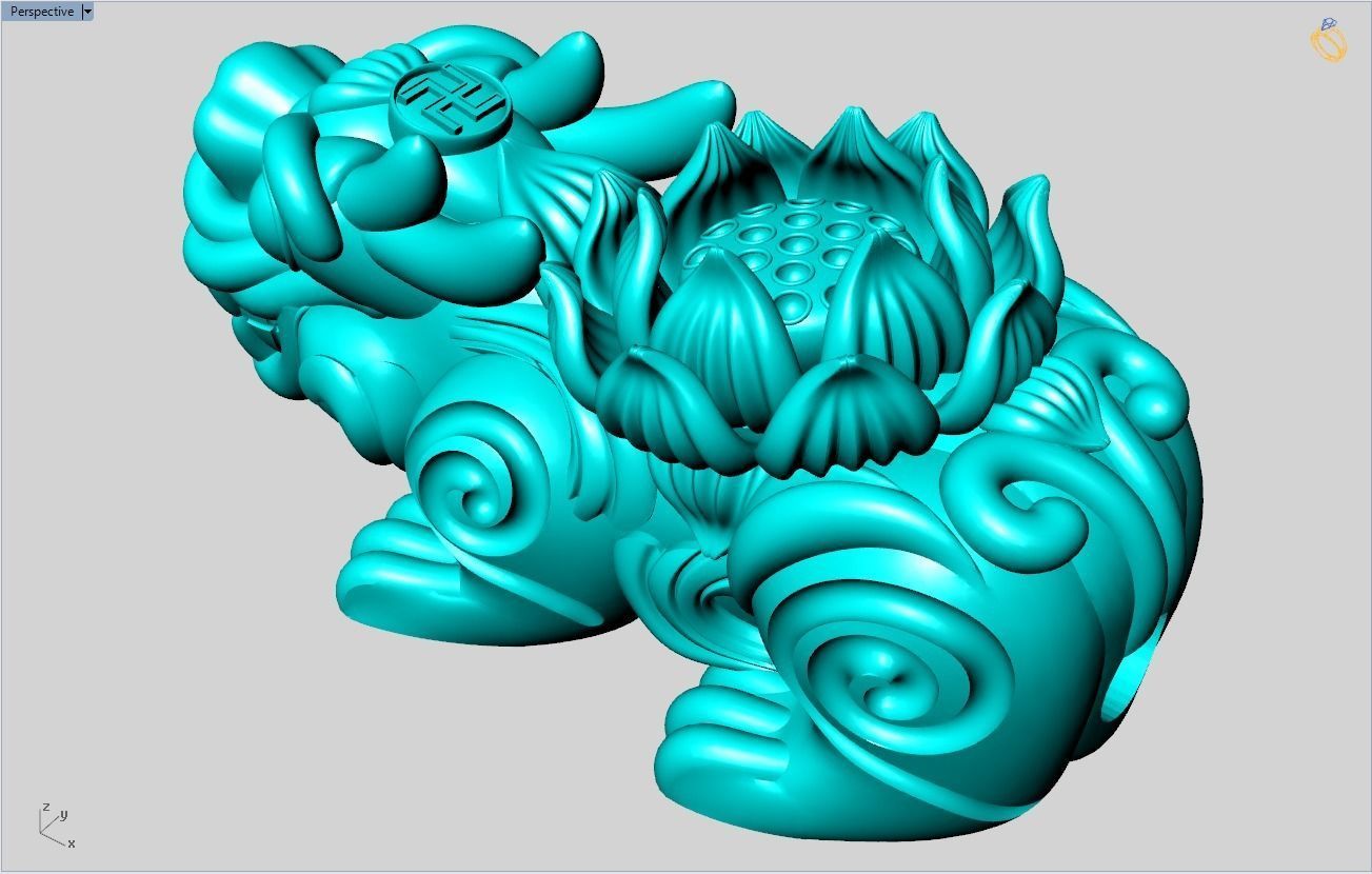 Pixiu Lotus flower Bracelet - Unicorn  bracelet - Size 20 mm  3D print model_12