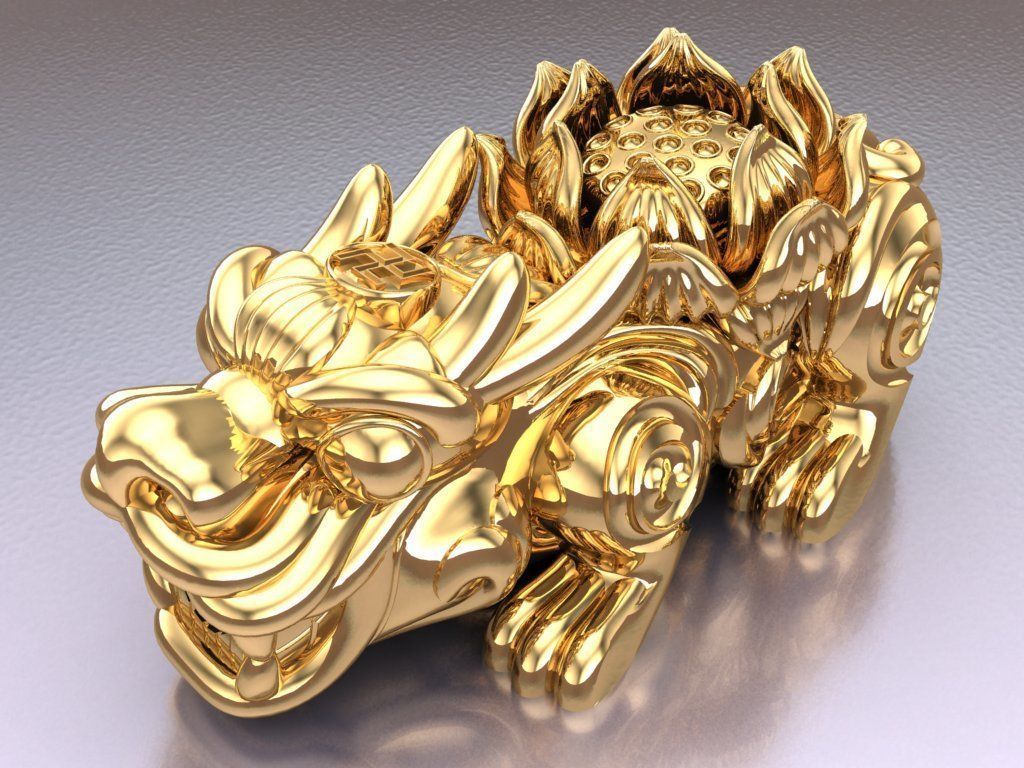 Pixiu Lotus flower Bracelet - Unicorn  bracelet - Size 20 mm  3D print model_3