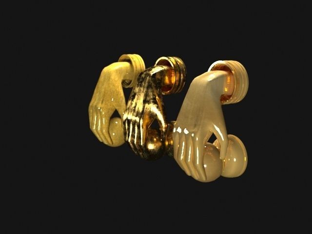 palm door handle 3D model_2