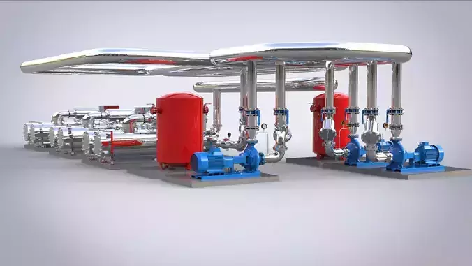Industrial boiler room 3D model