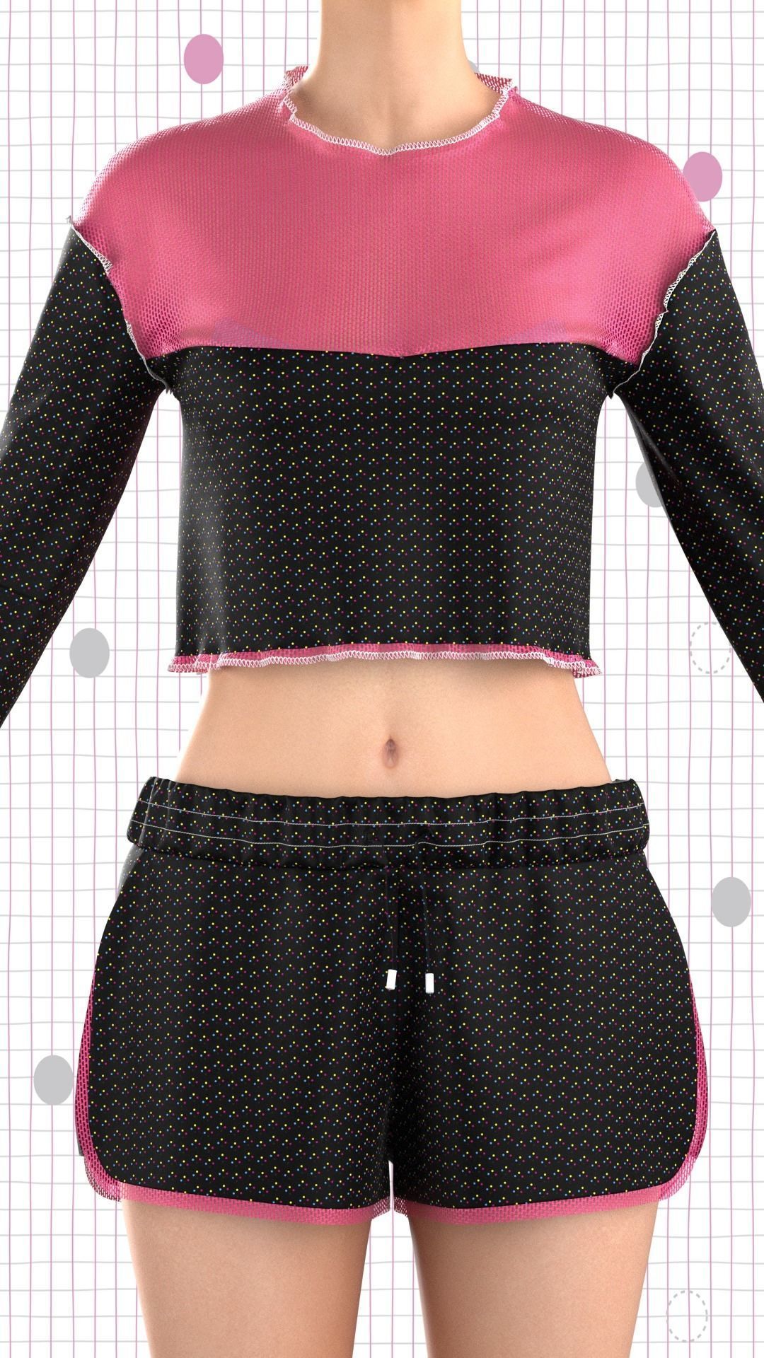 Corp Tops and shorts Low-poly 3D model_5