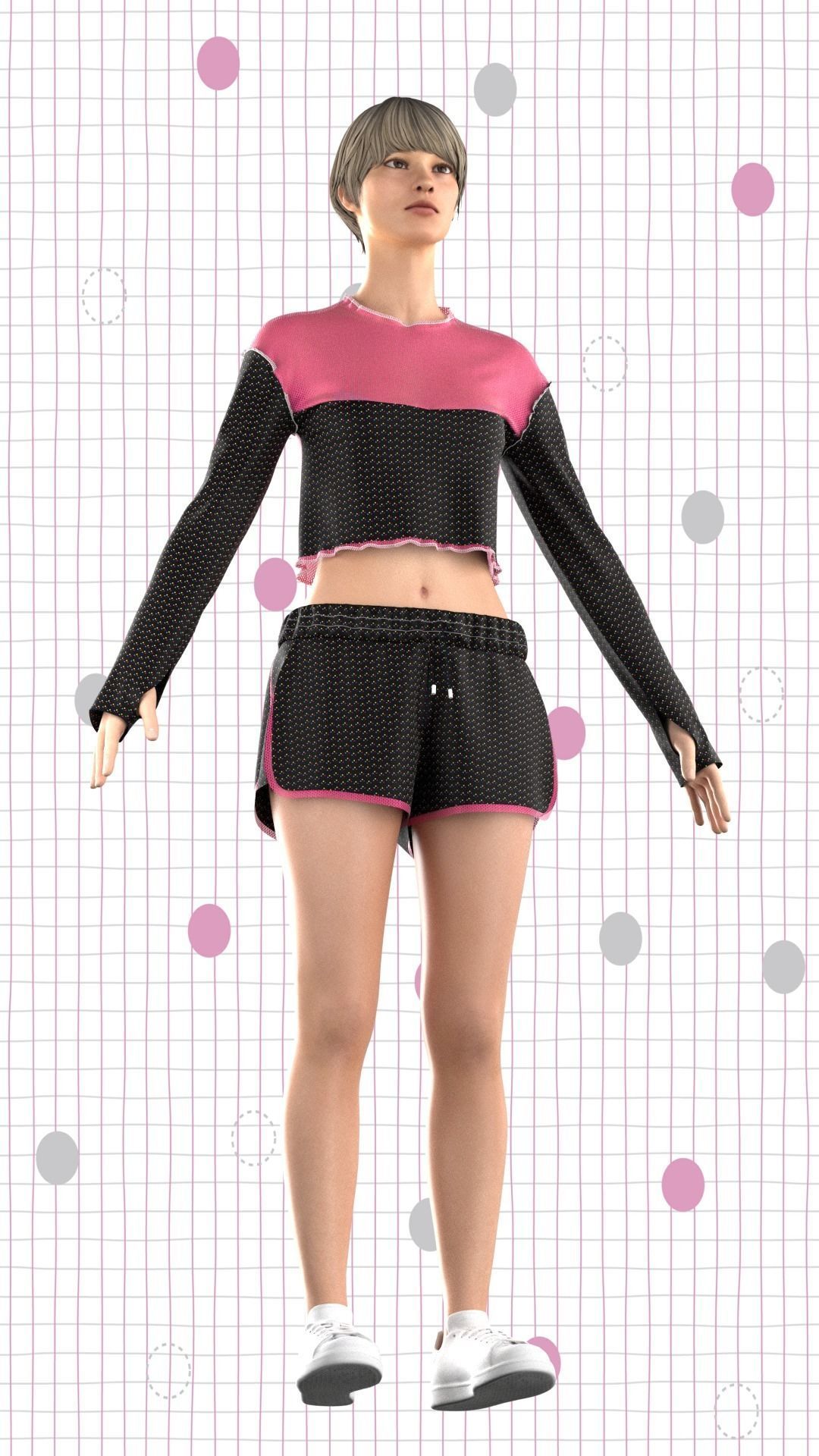 Corp Tops and shorts Low-poly 3D model_3