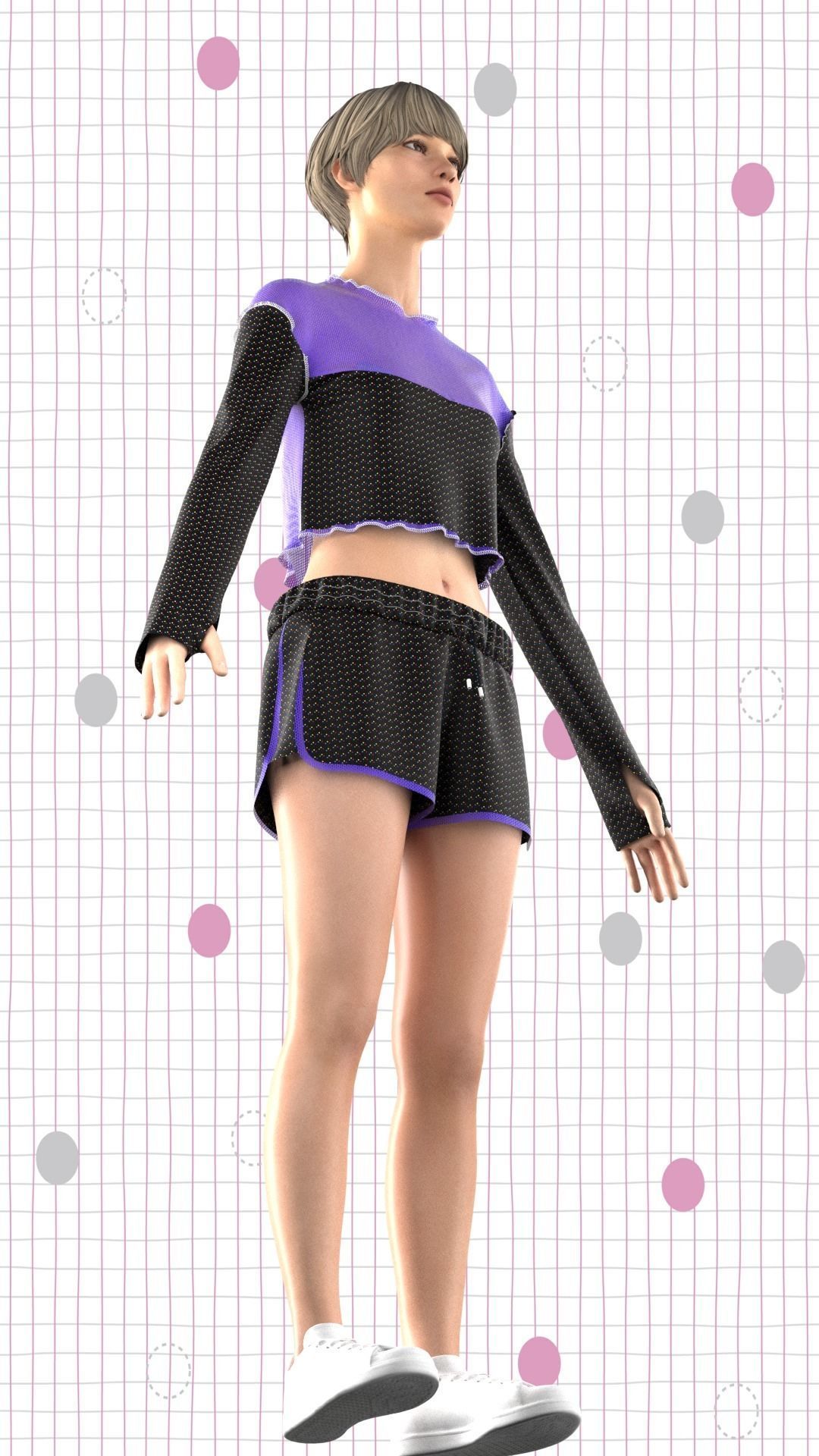 Corp Tops and shorts Low-poly 3D model_1
