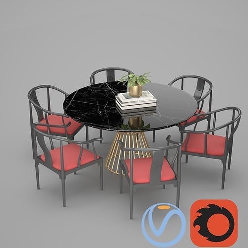Asian Dining set Render ready Vray Corona 3D model 4