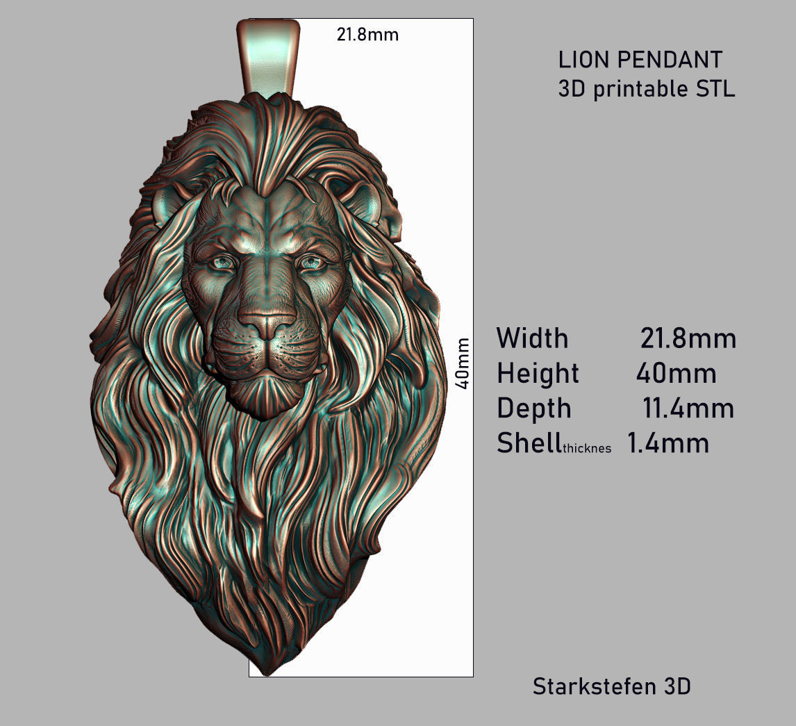 Lion Pendant 3D print model_2