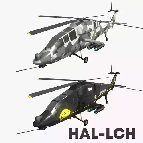 HAL Light Combat Helicopter LCH Low-poly 3D model