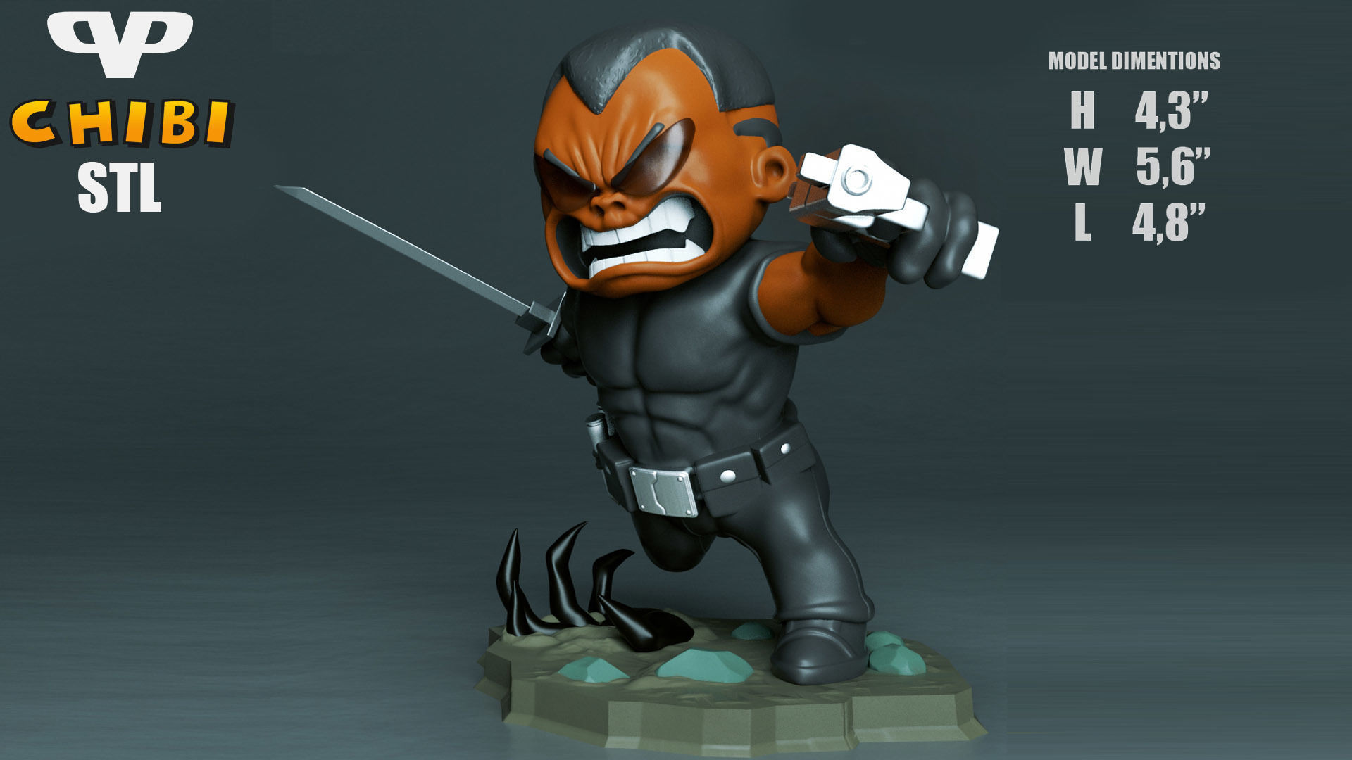 Blade Chibi for 3D Printing STL 3D print model_1