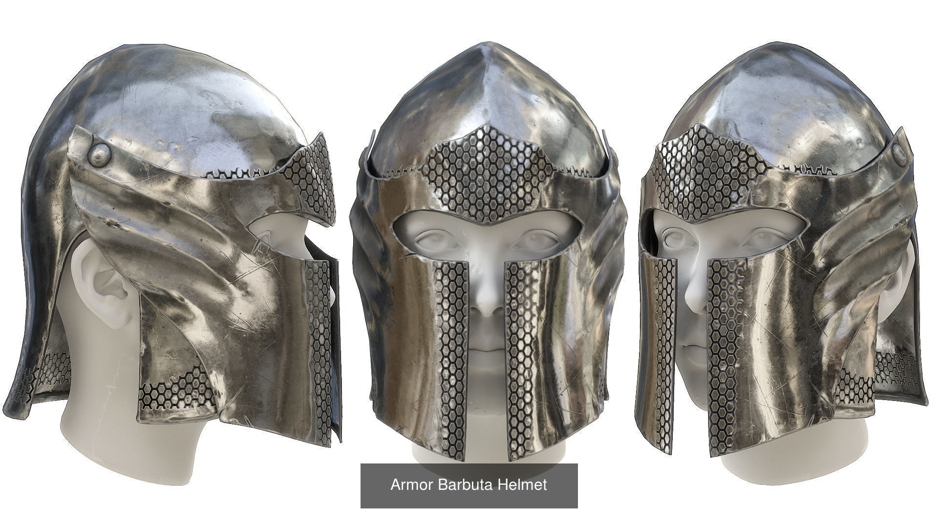 Medieval Helmet  Low-poly  3D Model Collection_2