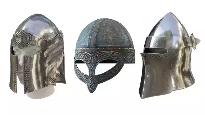 Medieval Helmet  Low-poly  3D Model Collection