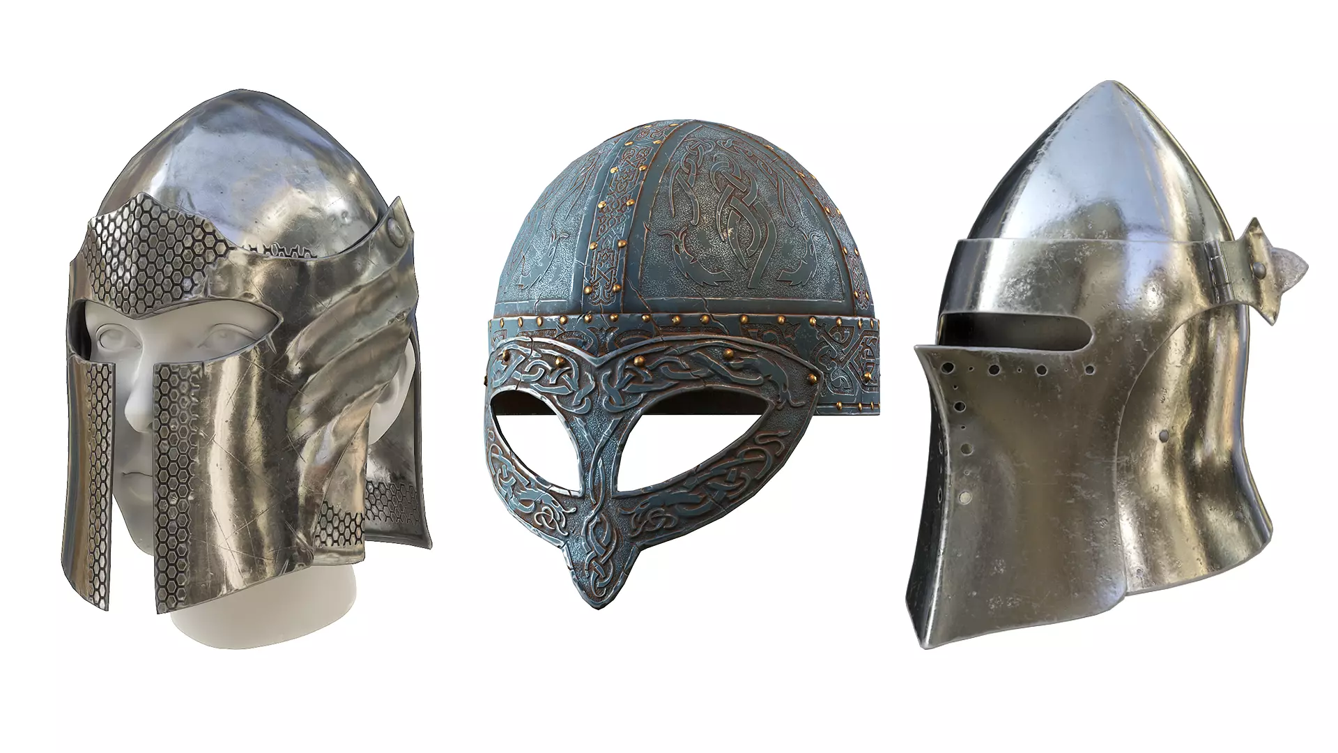Medieval Helmet  Low-poly  3D Model Collection_0
