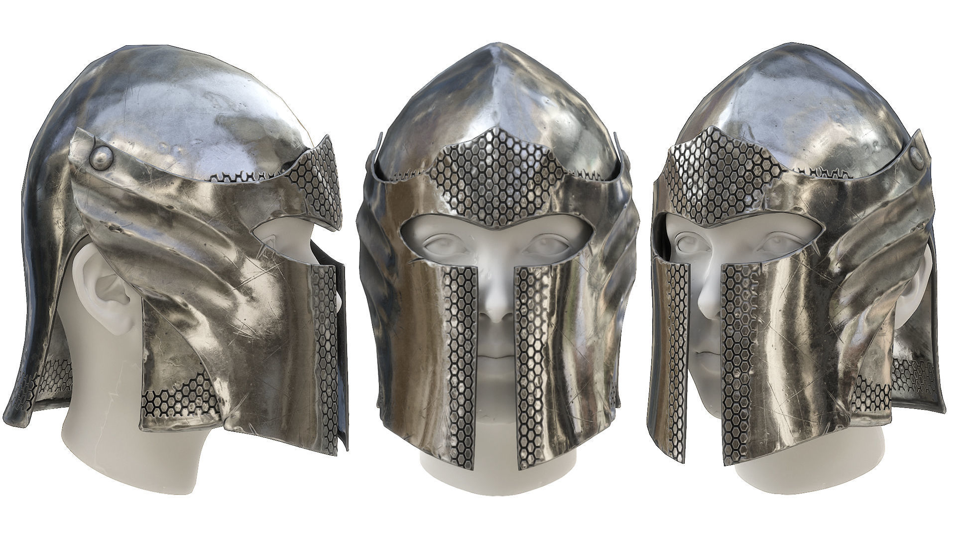 Medieval Helmet  Low-poly  3D Model Collection_7