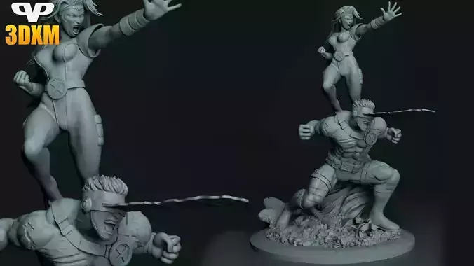 Cyclops and Jean Grey for 3D Printing STL