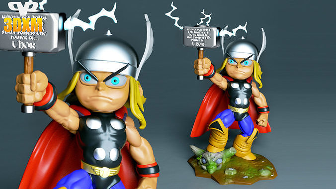 Thor Chibi for 3D Printing STL 3D print model