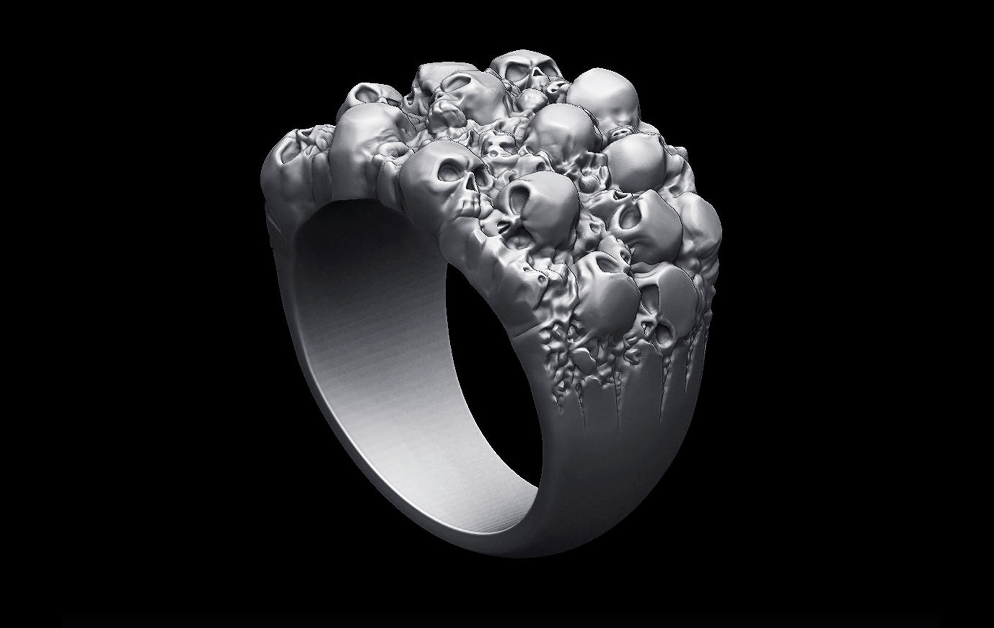 Nugget with Skulls Ring 3D print model_10
