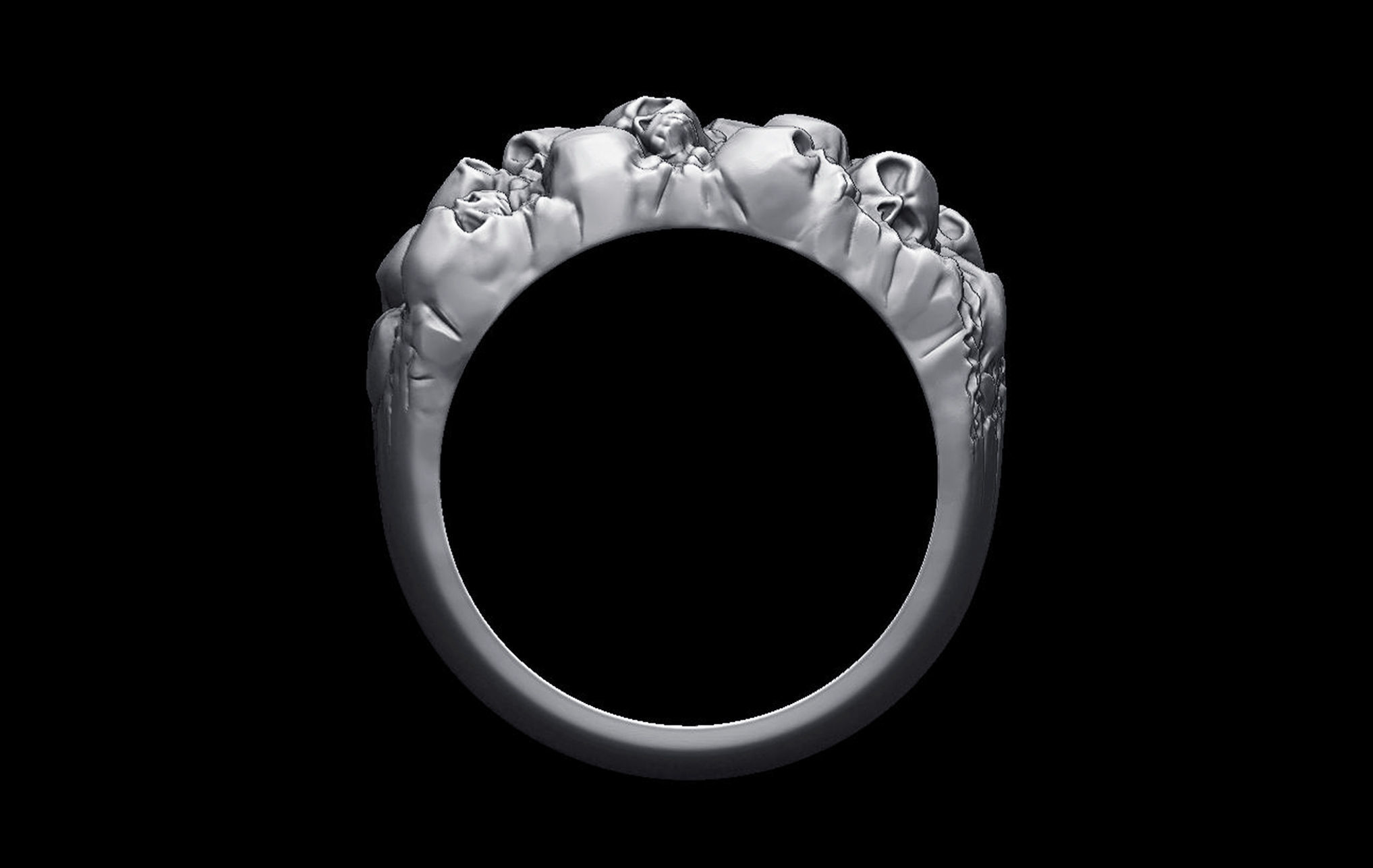 Nugget with Skulls Ring 3D print model_11