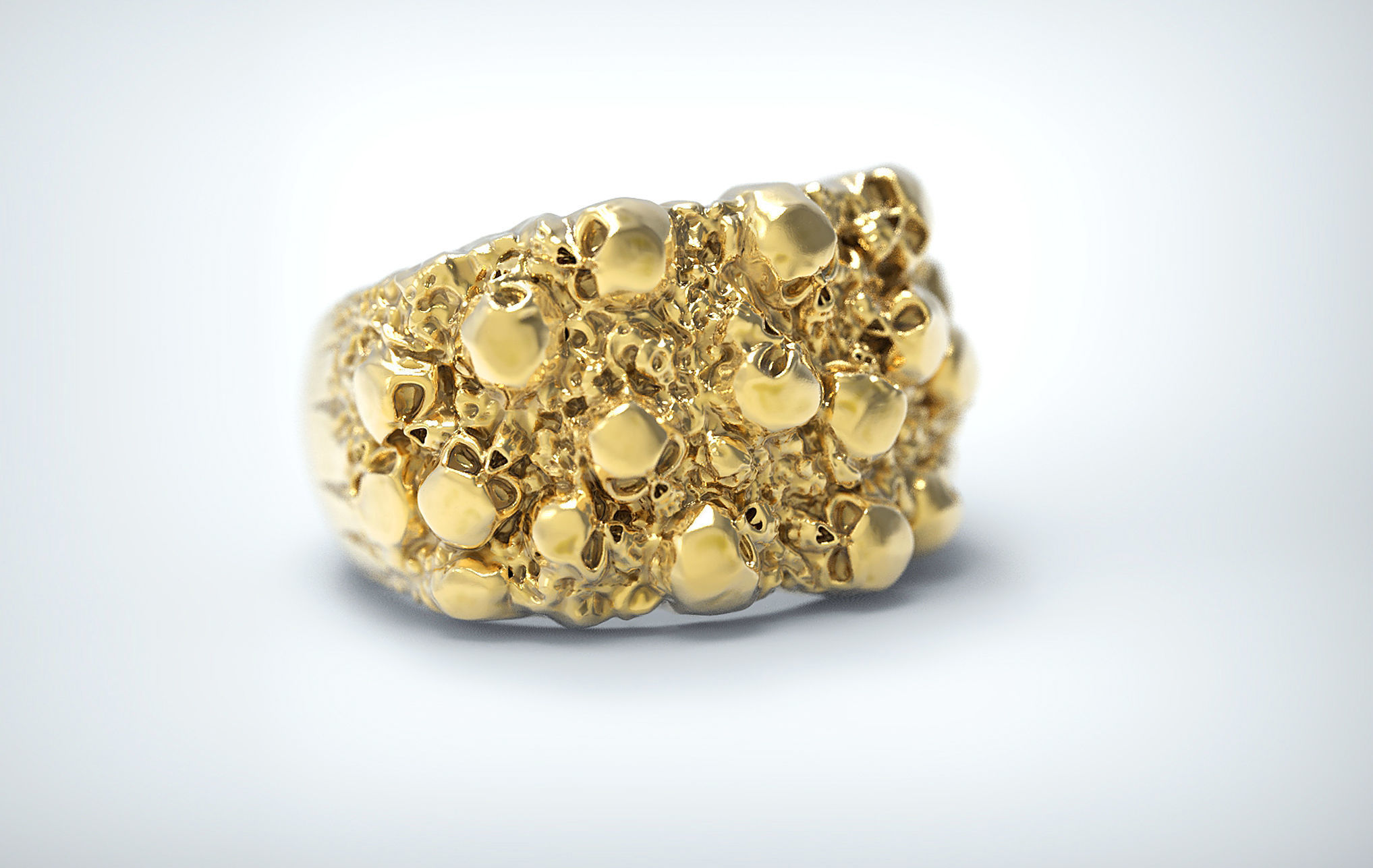 Nugget with Skulls Ring 3D print model_3