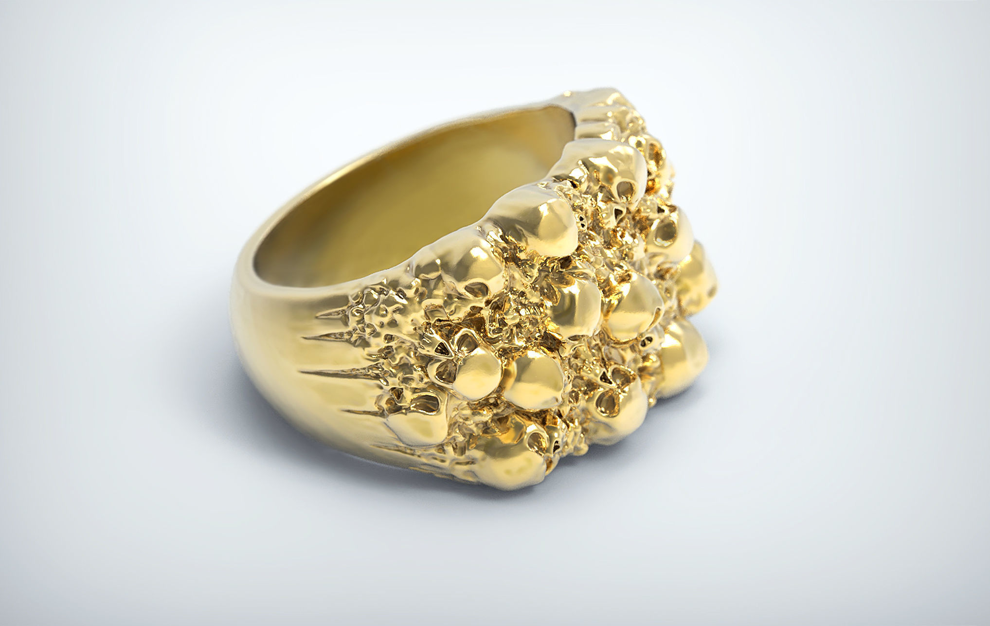 Nugget with Skulls Ring 3D print model_2