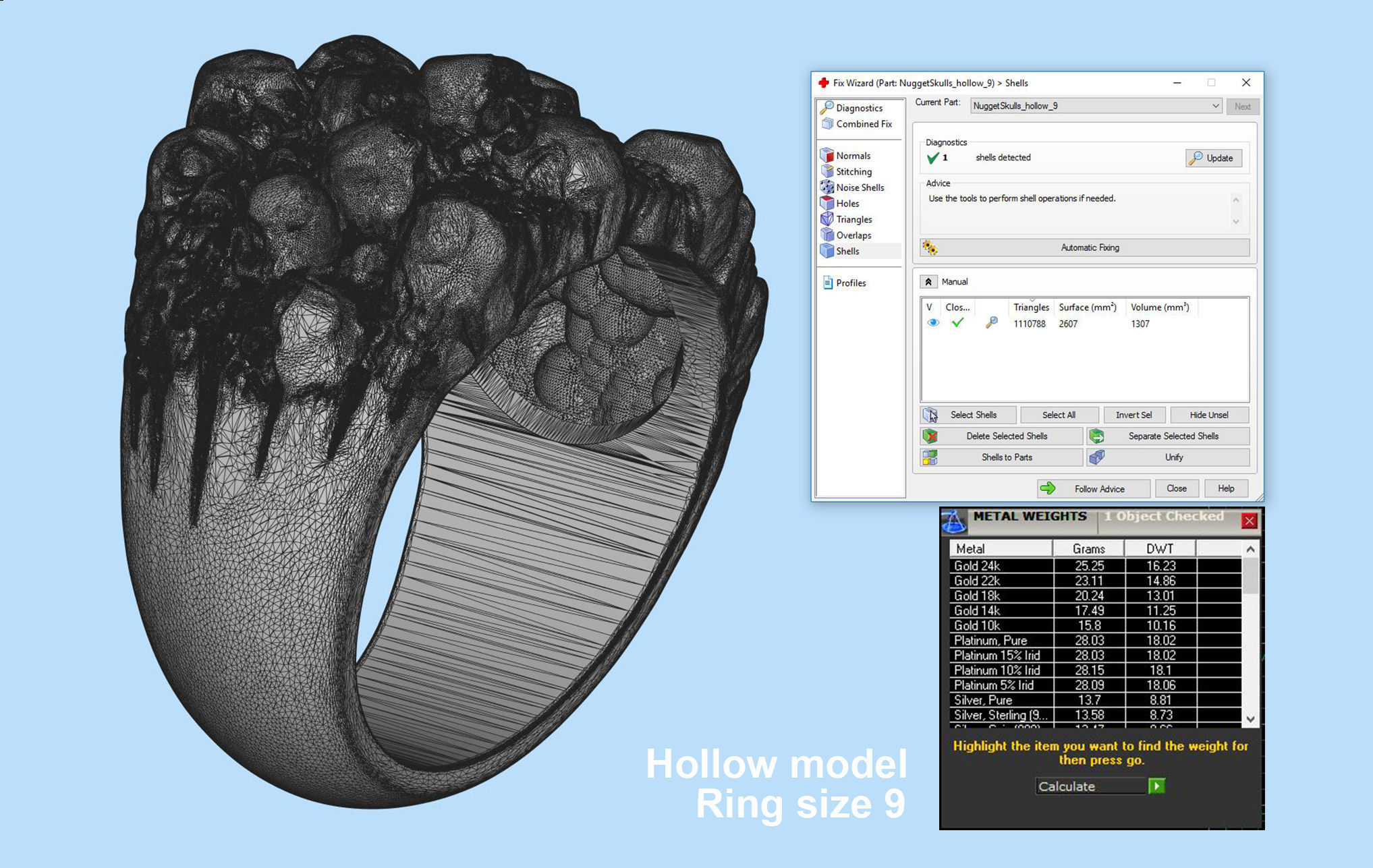 Nugget with Skulls Ring 3D print model_7