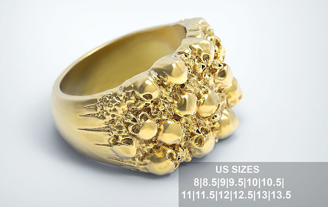 Nugget with Skulls Ring 3D print model