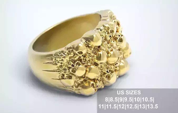 Nugget with Skulls Ring 3D print model