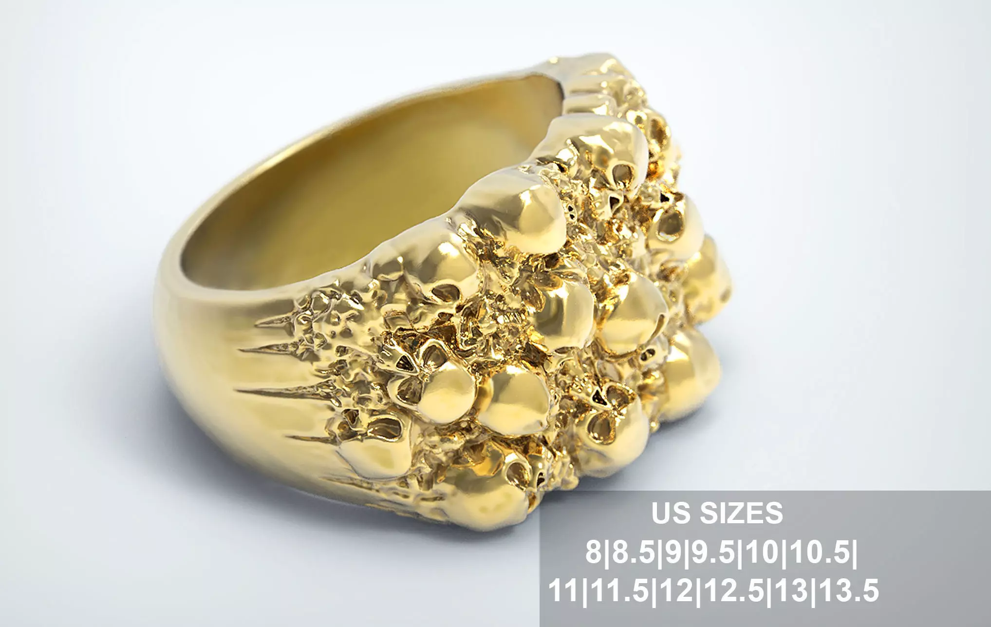 Nugget with Skulls Ring 3D print model_0
