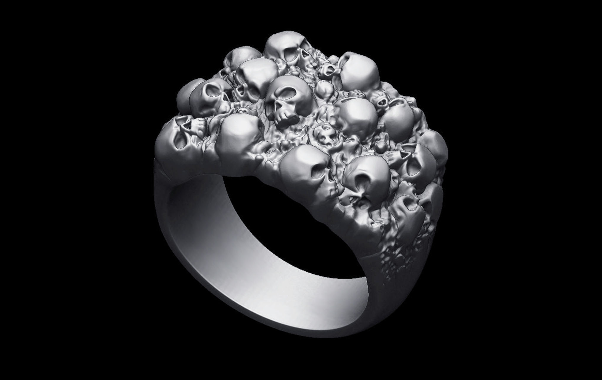 Nugget with Skulls Ring 3D print model_9