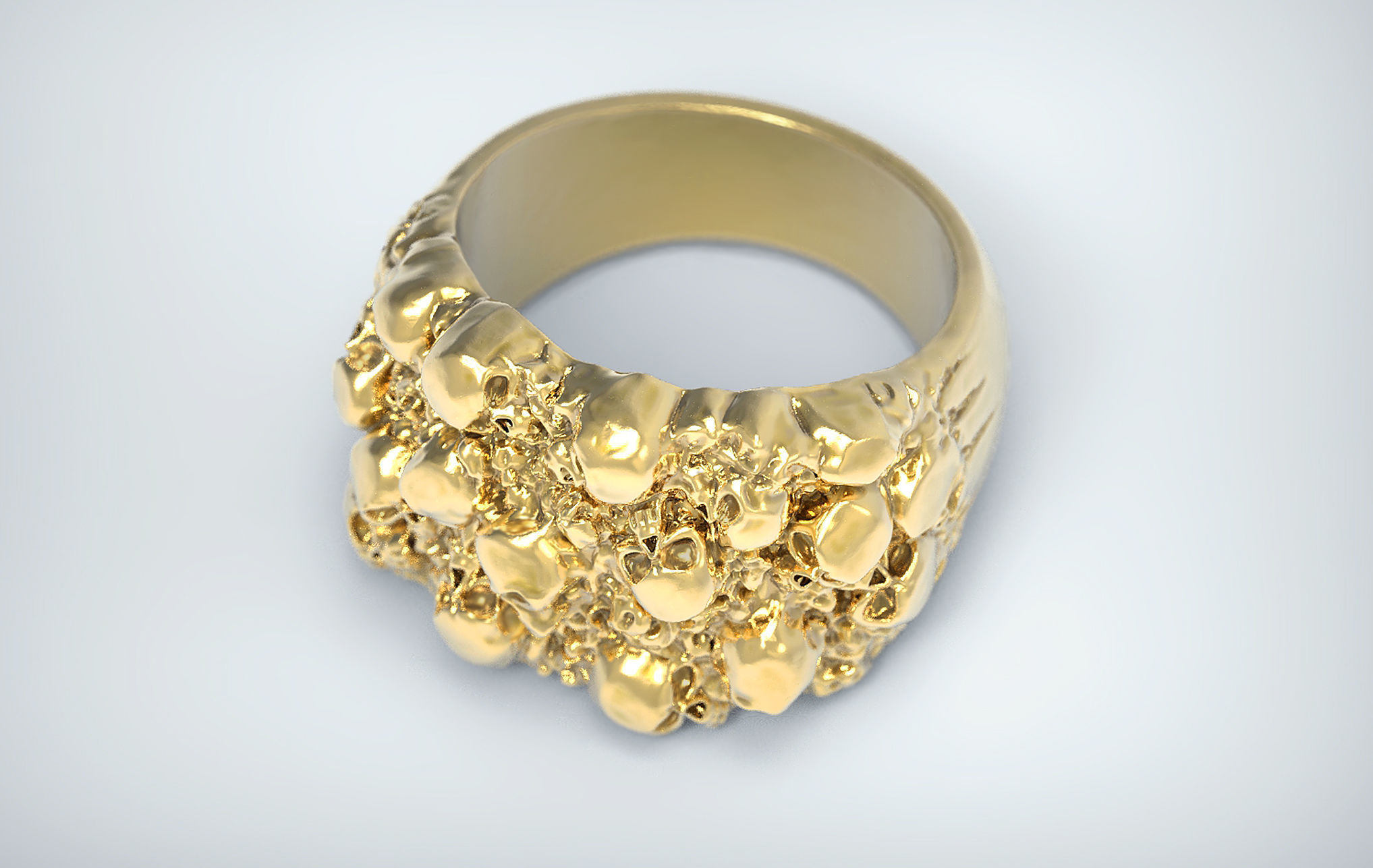 Nugget with Skulls Ring 3D print model_5