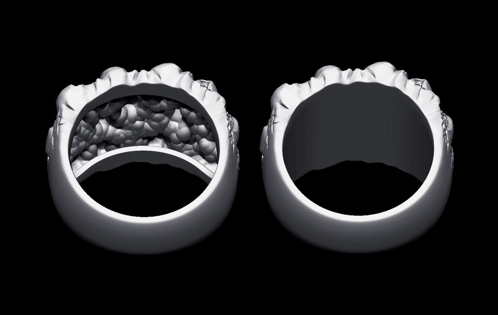 Nugget with Skulls Ring 3D print model_13